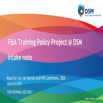 F&A training project March 9, 2012 | PPT