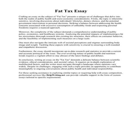 Fat Tax Essay