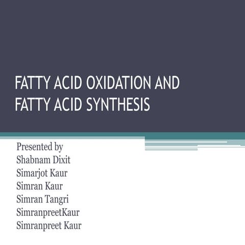 Fatty acid oxidation