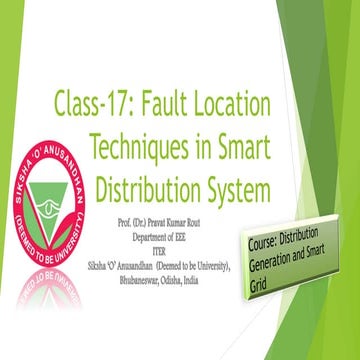 Fault location techniques in smart distribution system