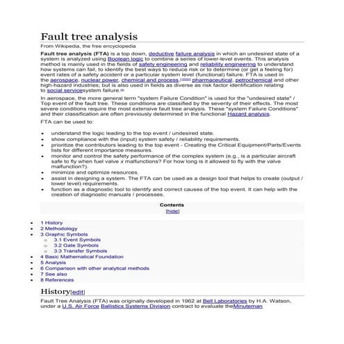 Fault tree analysis