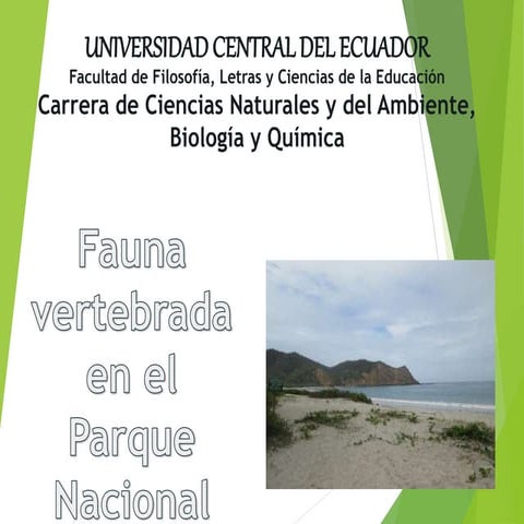 Fauna vertebrada del parque nacional machalilla