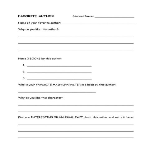 Bookmarks Favorite Author Template | PPT