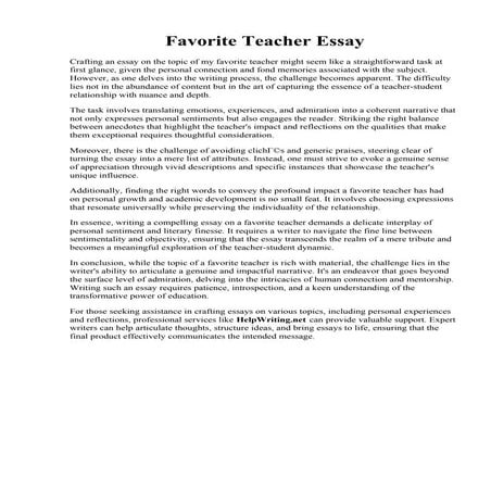 Favorite Teacher Essay.pdfFavorite Teacher Essay. Essay on My Favourite Teach...