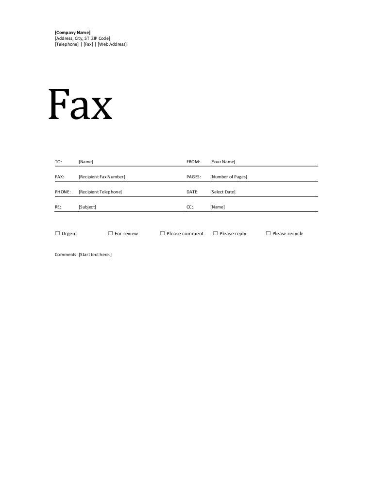 fax cover sheet