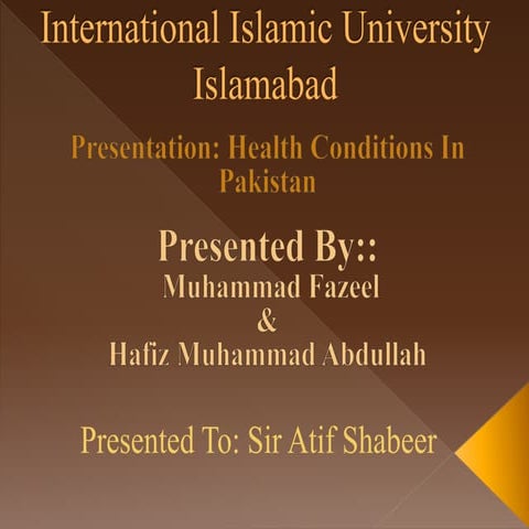 Health condition in pakistan | PPT