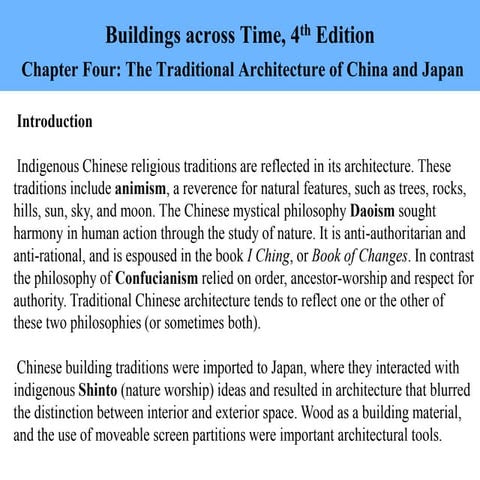 Chapter Four: The Traditional Architecture of China and Japan