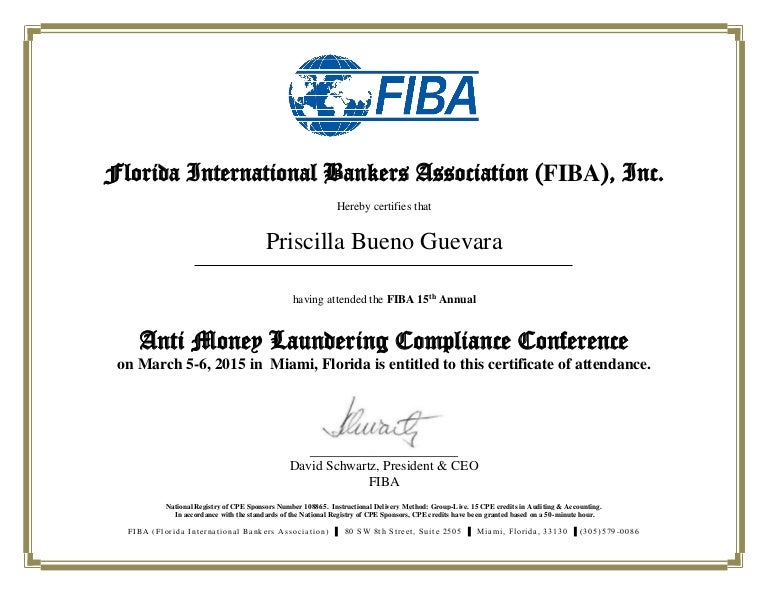 2015 Aml Conference Certificate Of Attendance All 1115 2