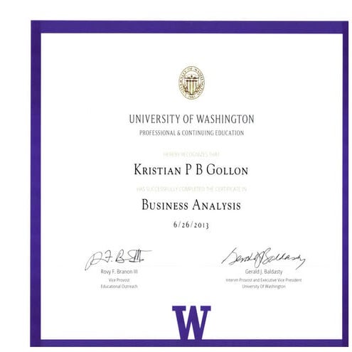UW Business Analysis Certificate PPT