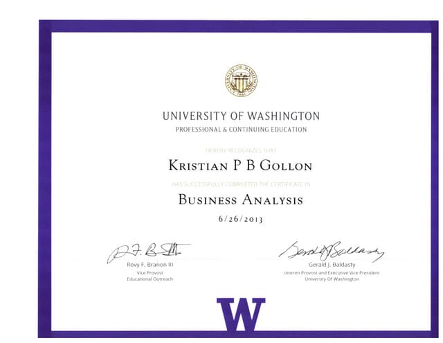 UW Business Analysis Certificate PPT UW Business Analysis Certificate PPT