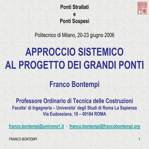 Approccio sistemico al progetto dei grandi ponti