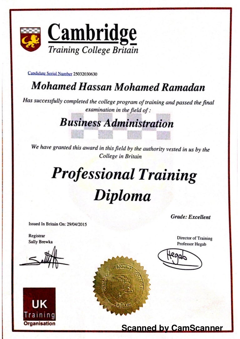 MBA certificate