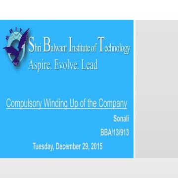 winding up of the company