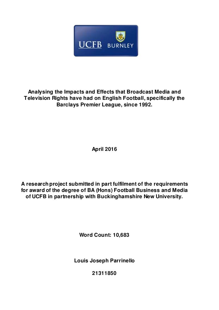 92 football grounds on Broadcasting Rights In Football Dissertation