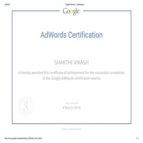 Sakthi-Google adwords certification