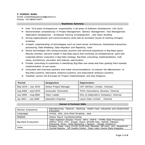 SureshBabu P_CV_Big Data