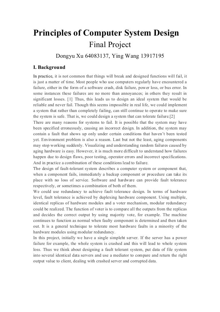 Principles of Computer System Design