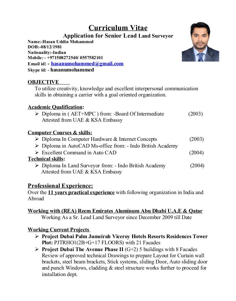 hum surveyor cv quantity surveyor cv