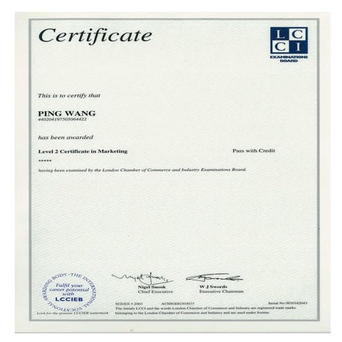 LCCIEB Marketing Level 2 Certificate | PDF