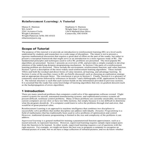 M Harmon RL Tutorial