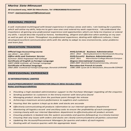 Marina's CV