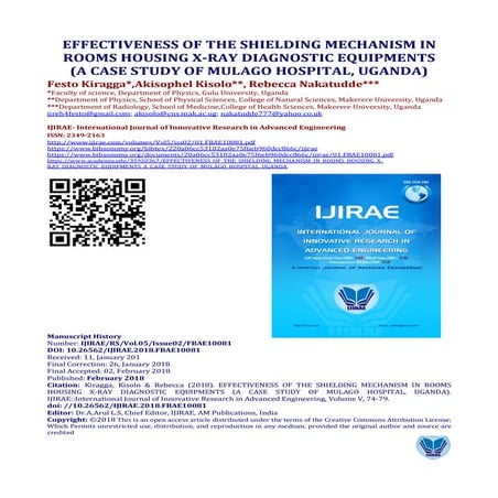 EFFECTIVENESS OF THE SHIELDING MECHANISM IN ROOMS HOUSING X-RAY DIAGNOSTIC EQ...