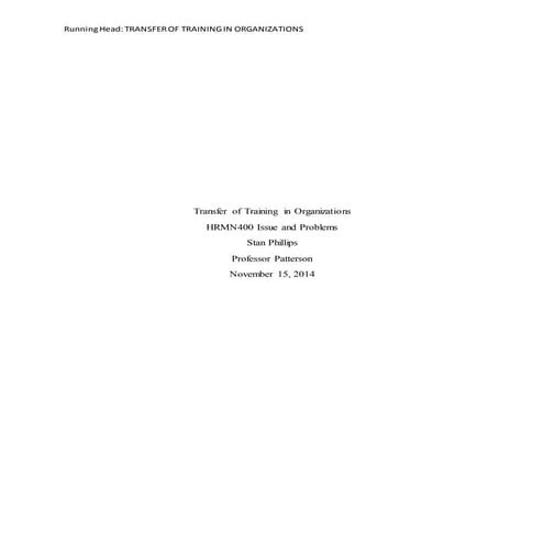 Transfer of training | PDF