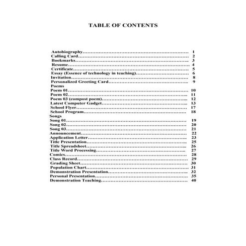 Table of Contents