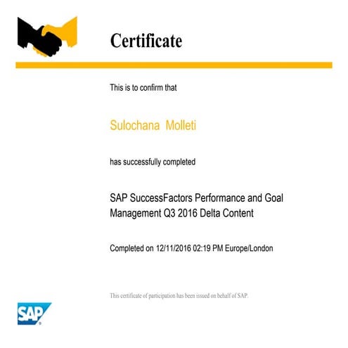 SAP SuccessFactors Performance and Goal Q3 2016 Delta