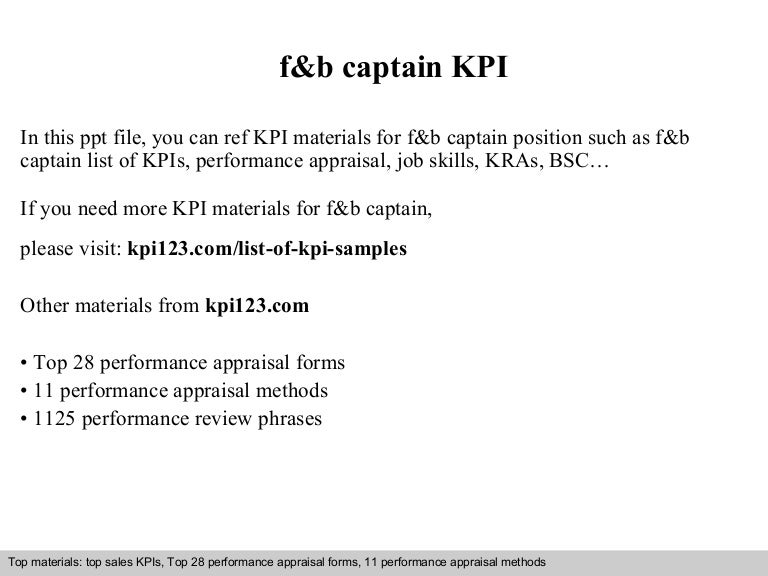 F&b captain kpi