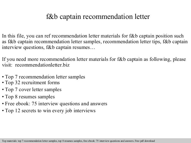 F&b captain letter