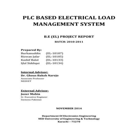 Report - PLC Based Electrical Load Management System