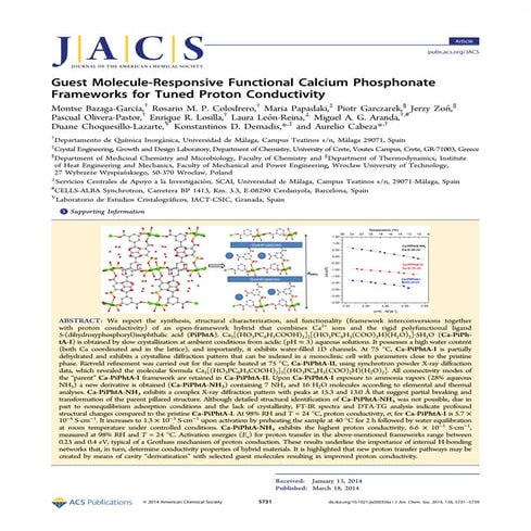 Guest Molecule-Responsive Functional CaPhosphonates proton conductivity (JACS)