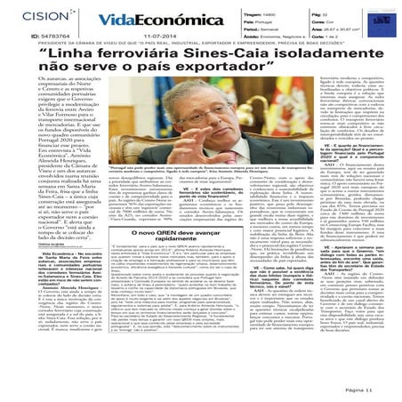 Linha Ferroviária Sines-Caia isoladamente não serve o país exportador