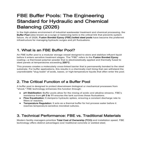 FBE Buffer Pools: Advanced Engineering for Hydraulic and Chemical ...