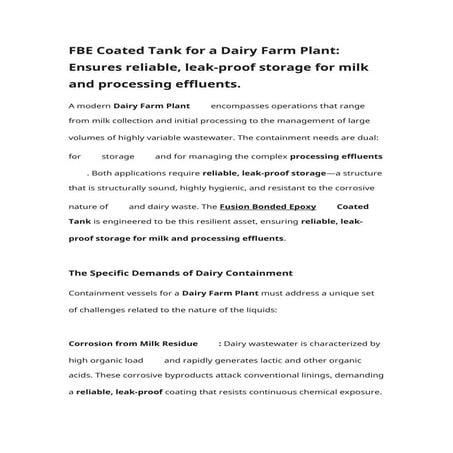 Fusion Bonded Epoxy Tank for Dry Bulk Storage A superior alternative to ...