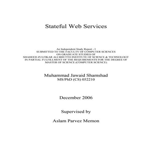 Stateful Web Services - Full Report