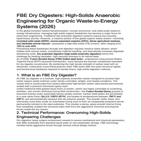 FBE Dry Digesters: Advanced High-Solids Anaerobic Engineering for ...