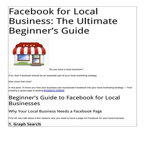 Fb for local business