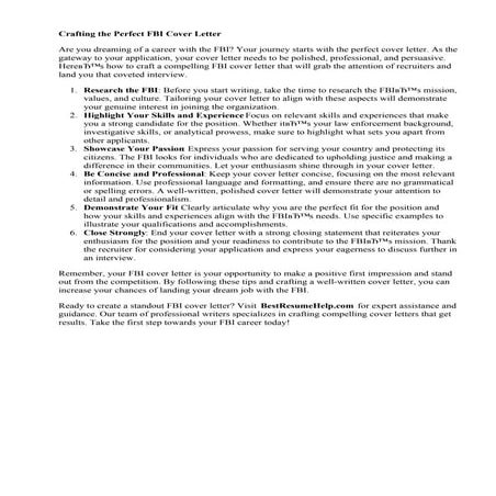 Fbi Cover Letter