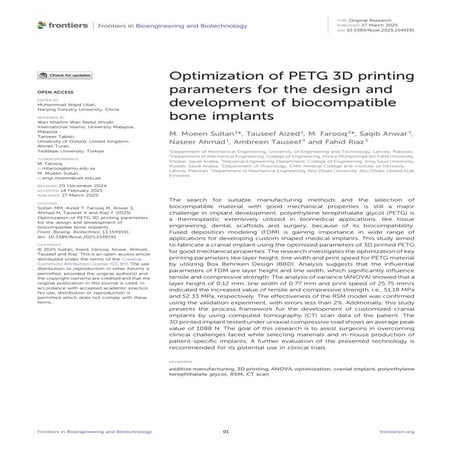 Optimization of PETG 3D Printing Parameters for Biocompatible Bone ...