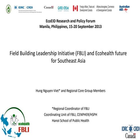 Field building leadership initiative: Advancing Ecohealth in Southeast ...