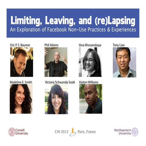 CHI 2013: Facebook Limiting, Leaving, and (re)Lapsing