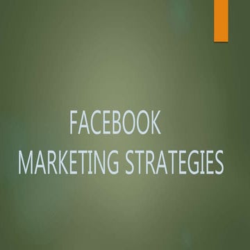Facebook Marketing Strategies