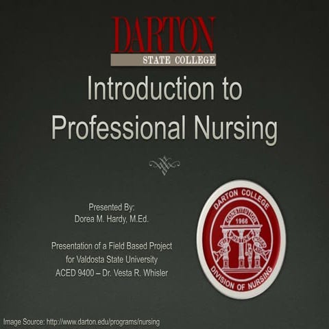 Field Based Project - Introduction to Professional Nursing | PPTX