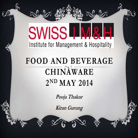FOOD & BEVERAGE CHINAWARE INVENTORY PPT