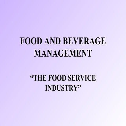 Food & Beverage Management