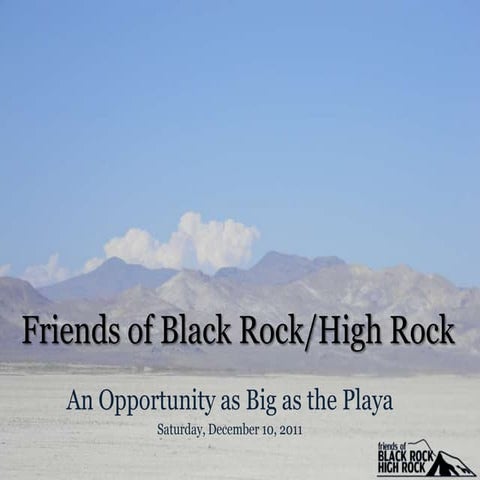 Friends of Black Rock High Rock Strategic Marketing Plan