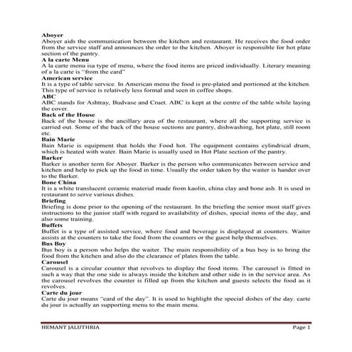 F&b service basicterminology