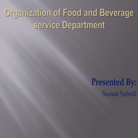 Food and beverage service department